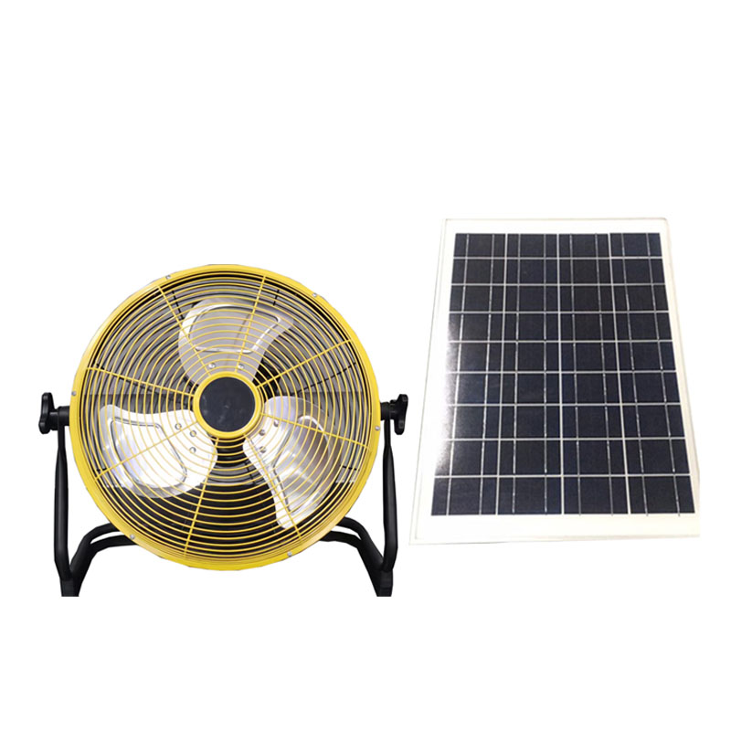 Ventilador solar de pie con motor ACDC BLDC de 12V con batería de litio y panel solar de 10w 20w