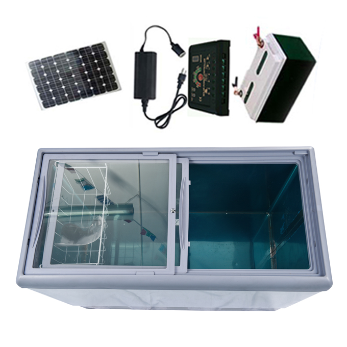 Congelador de helado solar de 12V / 24V DC 100% fuera de la red con puerta de vidrio