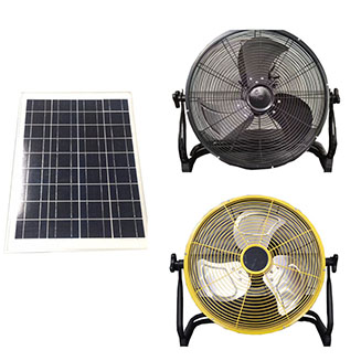 Ventilador solar de pie con motor ACDC BLDC de 12V con batería de litio y panel solar de 10w 20w