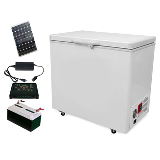 Congelador de cofre profundo solar de 12V / 24V DC 100% fuera de la red con batería de respaldo de 24 horas